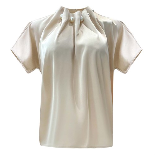 Liberté Pip Pearl Bluse med kort ærme, Champagne